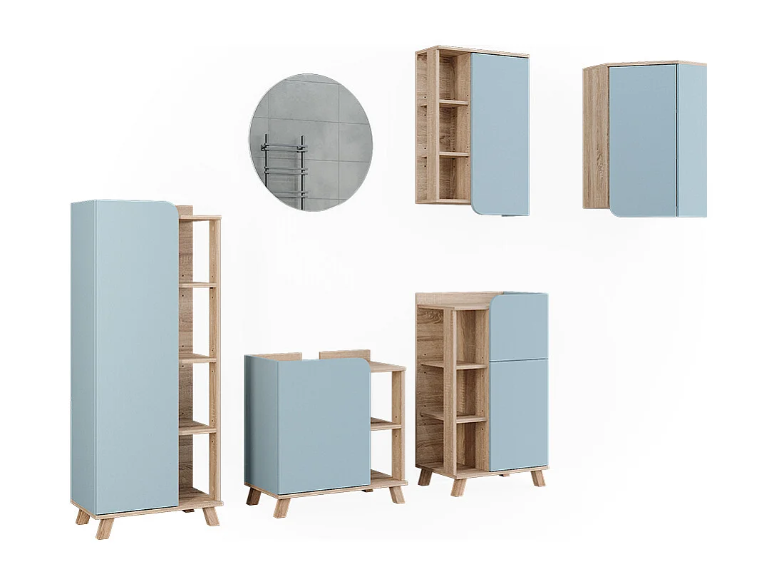 Badeværelsesmøbler sæt sonoma/blå 60x35x65 karen