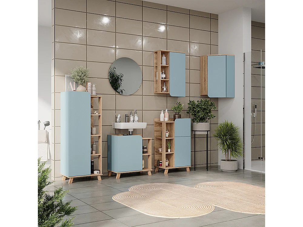 Badeværelsesmøbler sæt sonoma/blå 60x35x65 karen