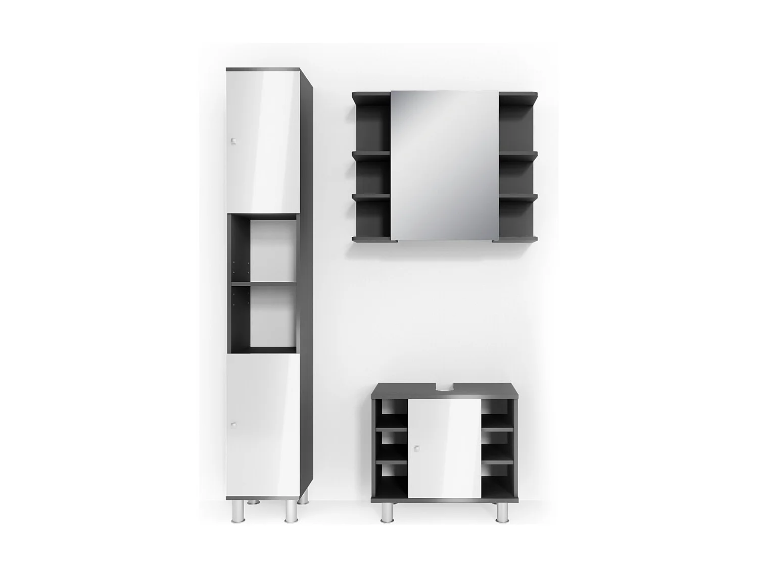 Set mobili bagno antracite 60x32x54 fynn