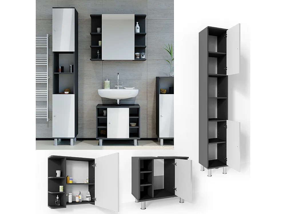 Set mobili bagno antracite 60x32x54 fynn