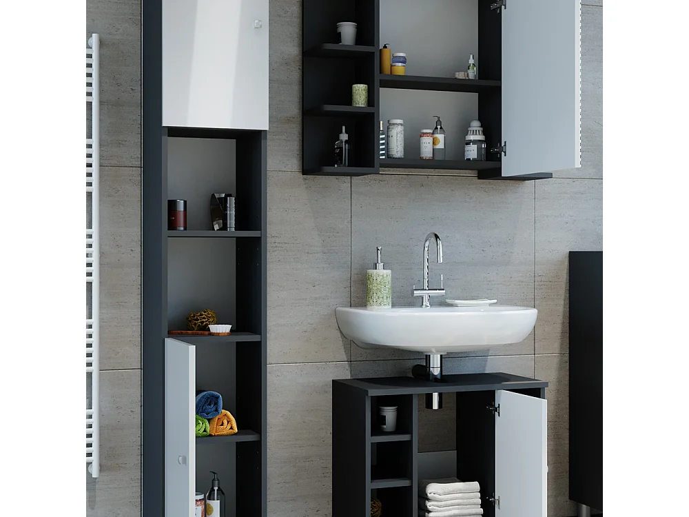 Set mobili bagno antracite 60x32x54 fynn
