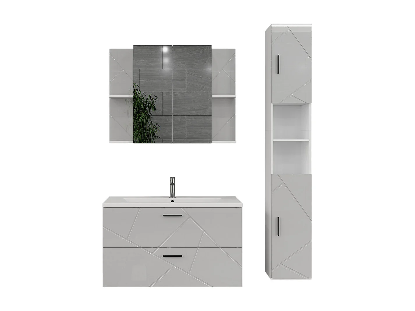 Set di mobili da bagno bianco/bianco lucido 100x44.6x57 irma
