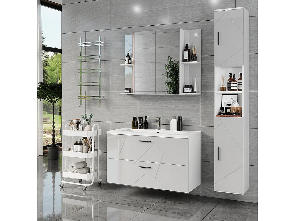 Set di mobili da bagno bianco/bianco lucido 100x44.6x57 irma