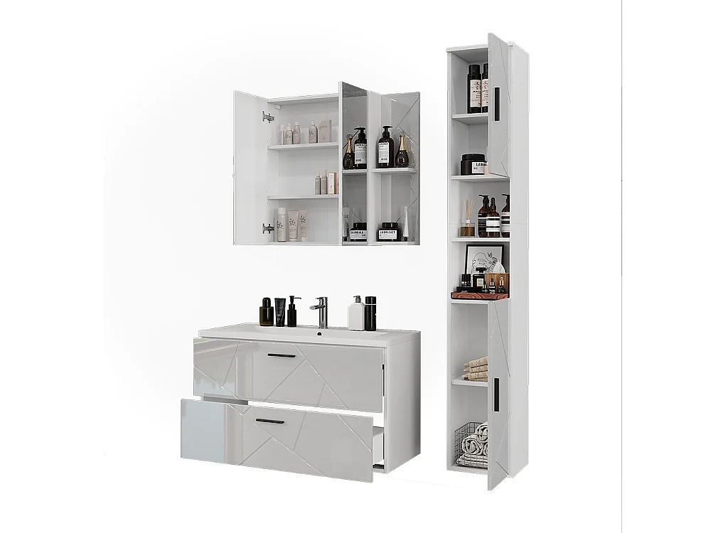 Set di mobili da bagno bianco/bianco lucido 100x44.6x57 irma
