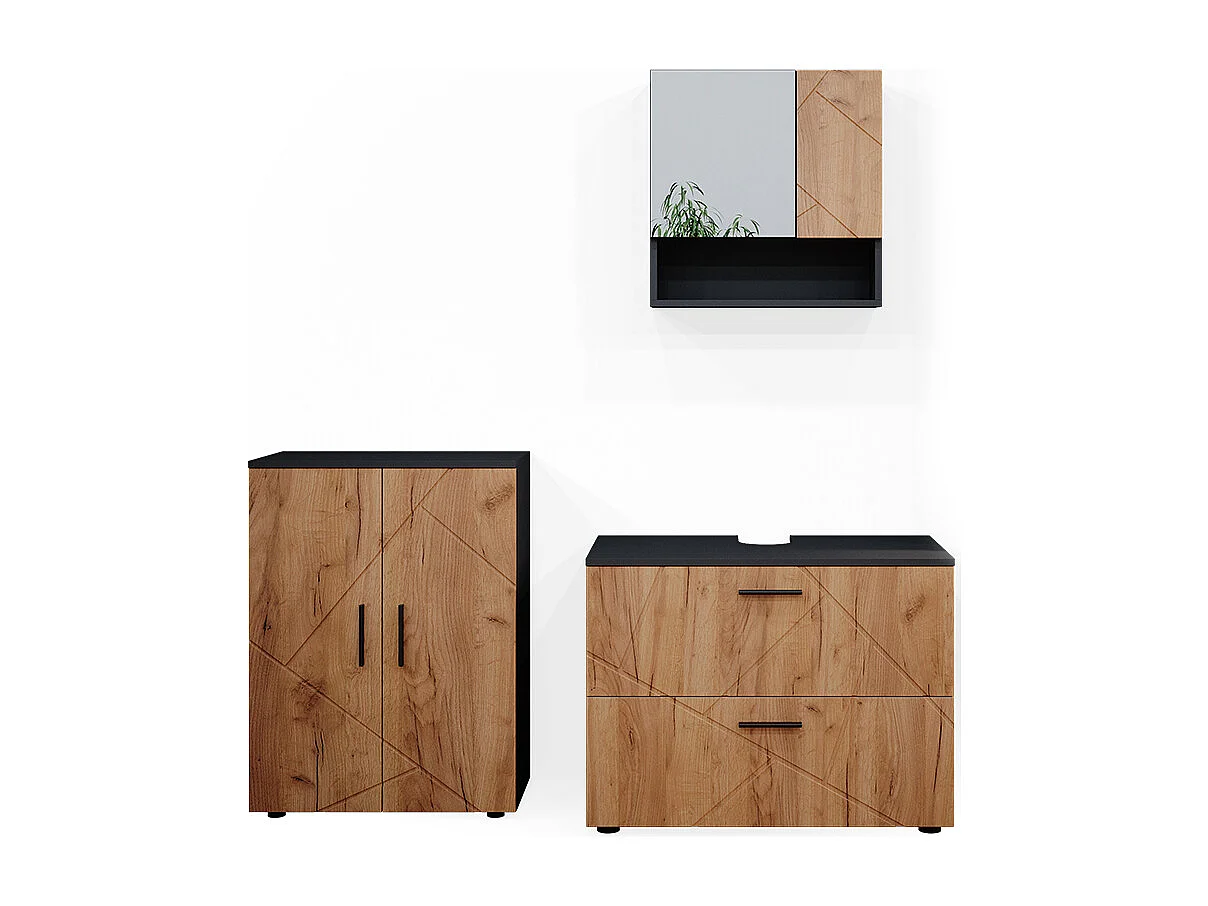 Meubles bain chêne doré/anthracite 80x41x58 irma