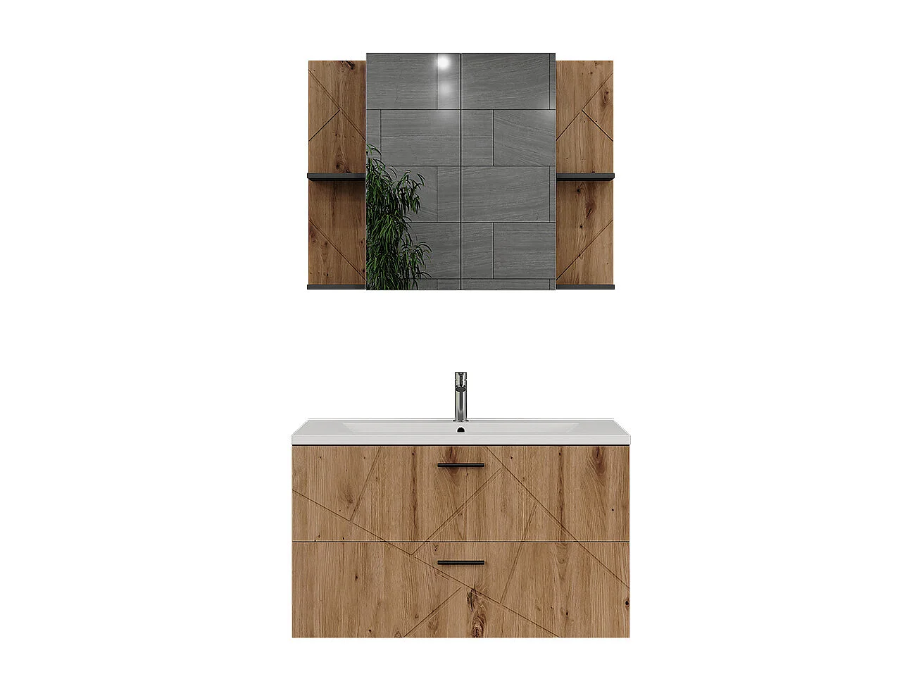 Ensemble de meubles de salle de bains anthracite/artisan 100x44.6x57 irma