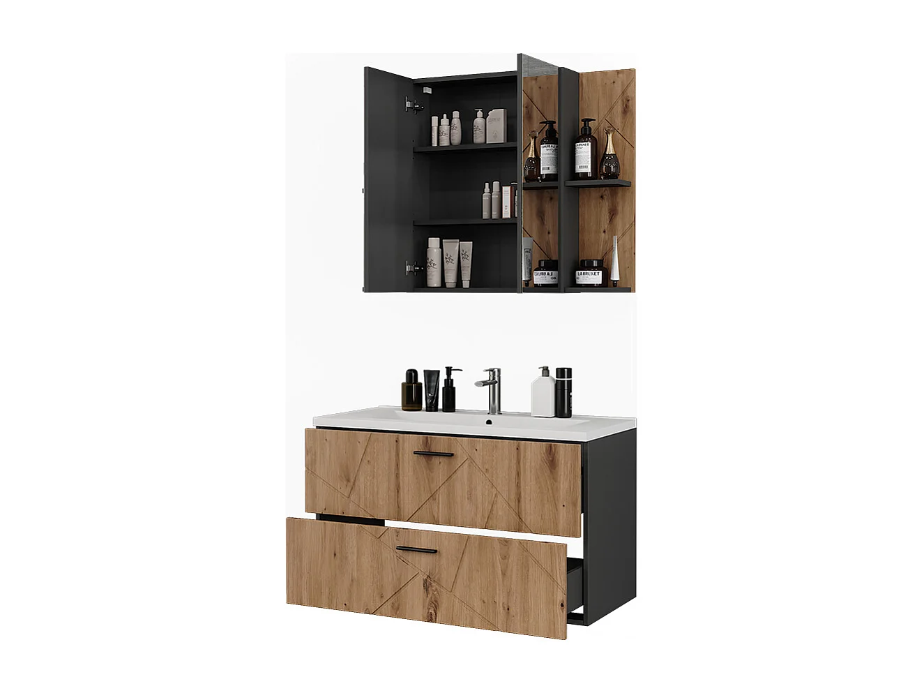 Ensemble de meubles de salle de bains anthracite/artisan 100x44.6x57 irma