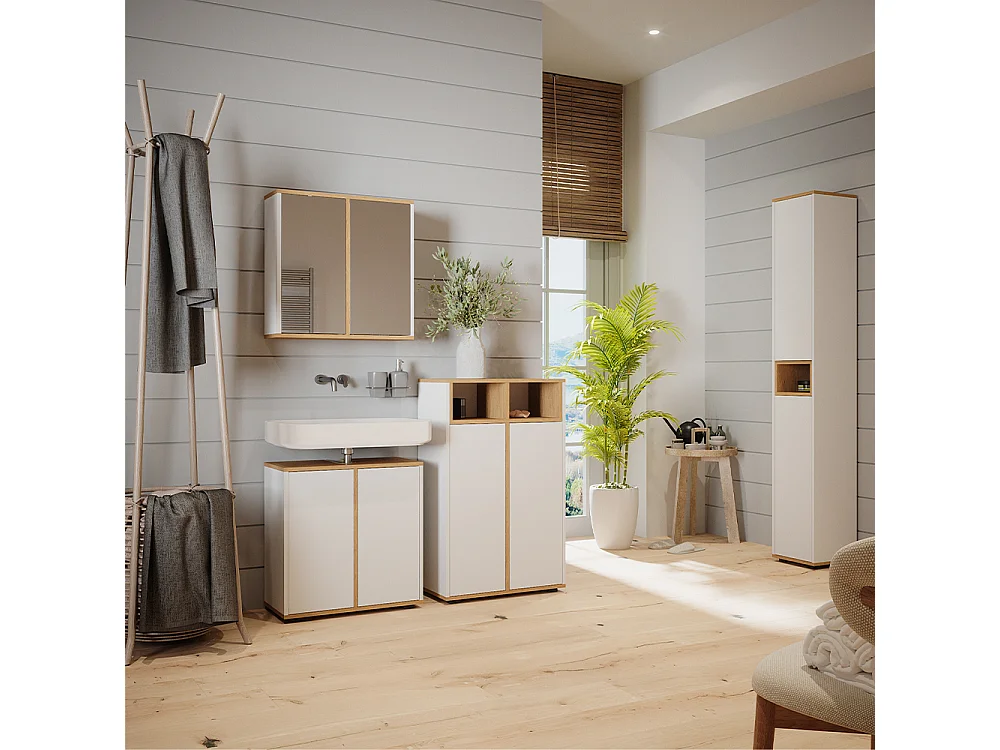 Ensemble meubles bain blanc/artisan 60x30x62 didi