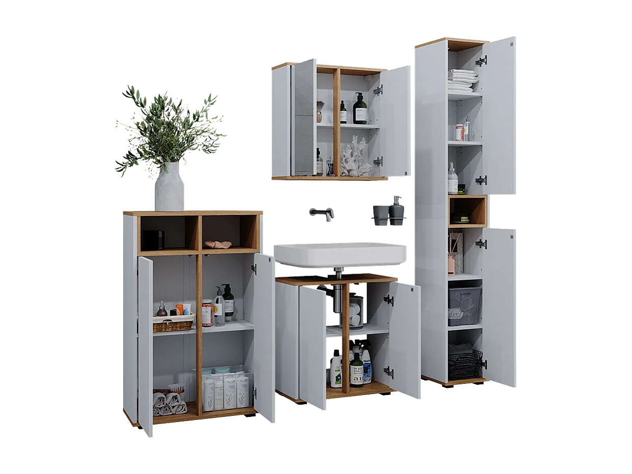 Ensemble meubles bain blanc/artisan 60x30x62 didi