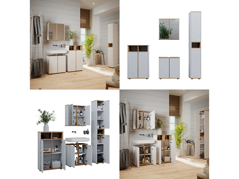 Ensemble meubles bain blanc/artisan 60x30x62 didi