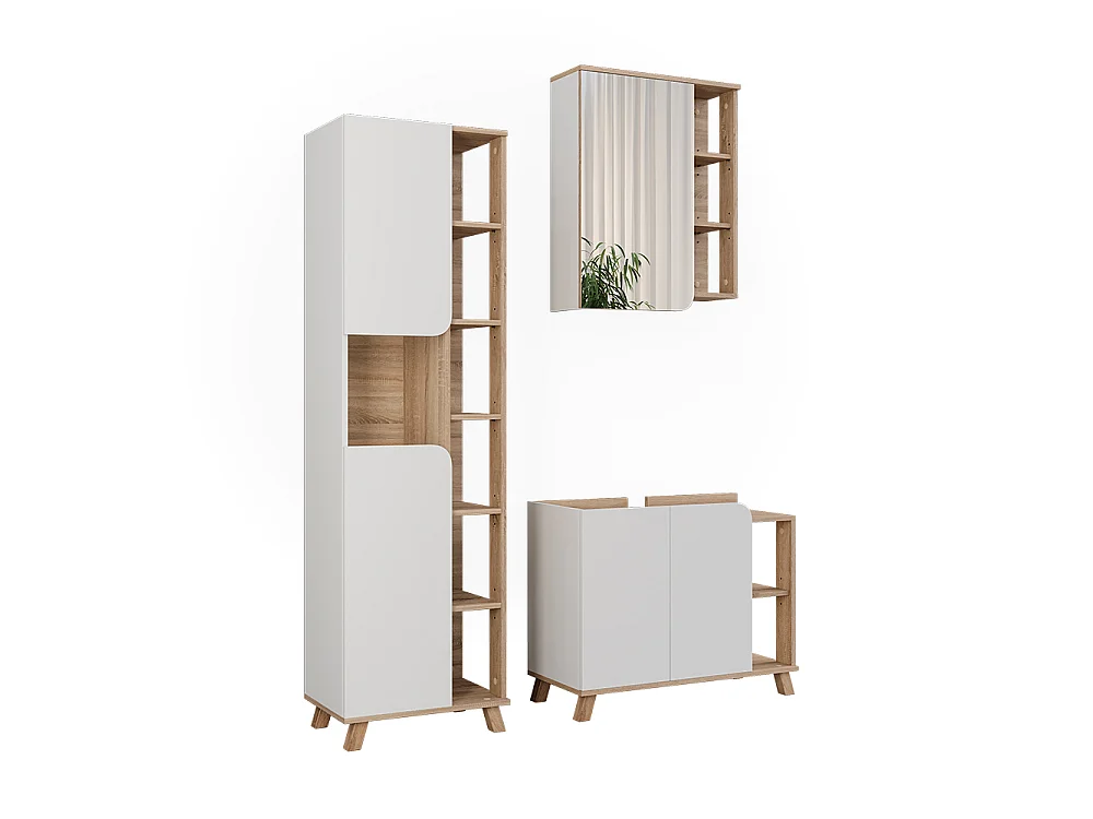 Badmöbel-Set sonoma/weiß 80x35x65 karen