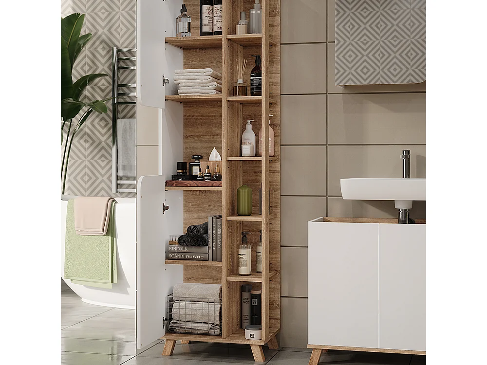 Badmöbel-Set sonoma/weiß 80x35x65 karen