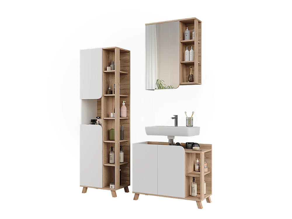 Badmöbel-Set sonoma/weiß 80x35x65 karen