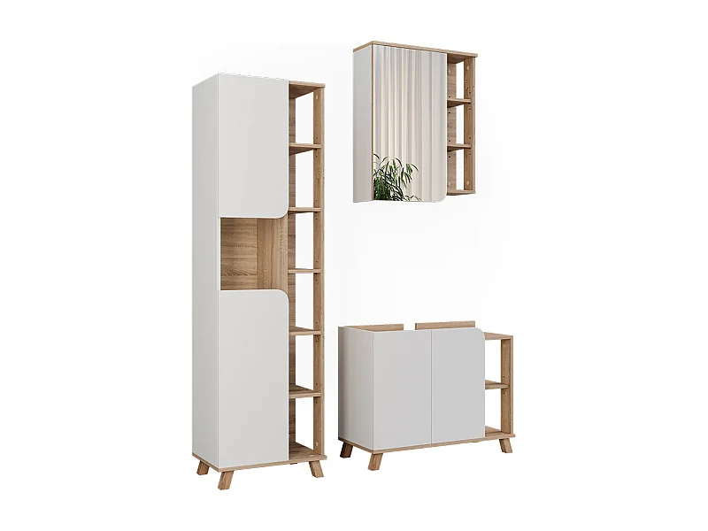 Badmöbel-Set sonoma/weiß 80x35x65 karen