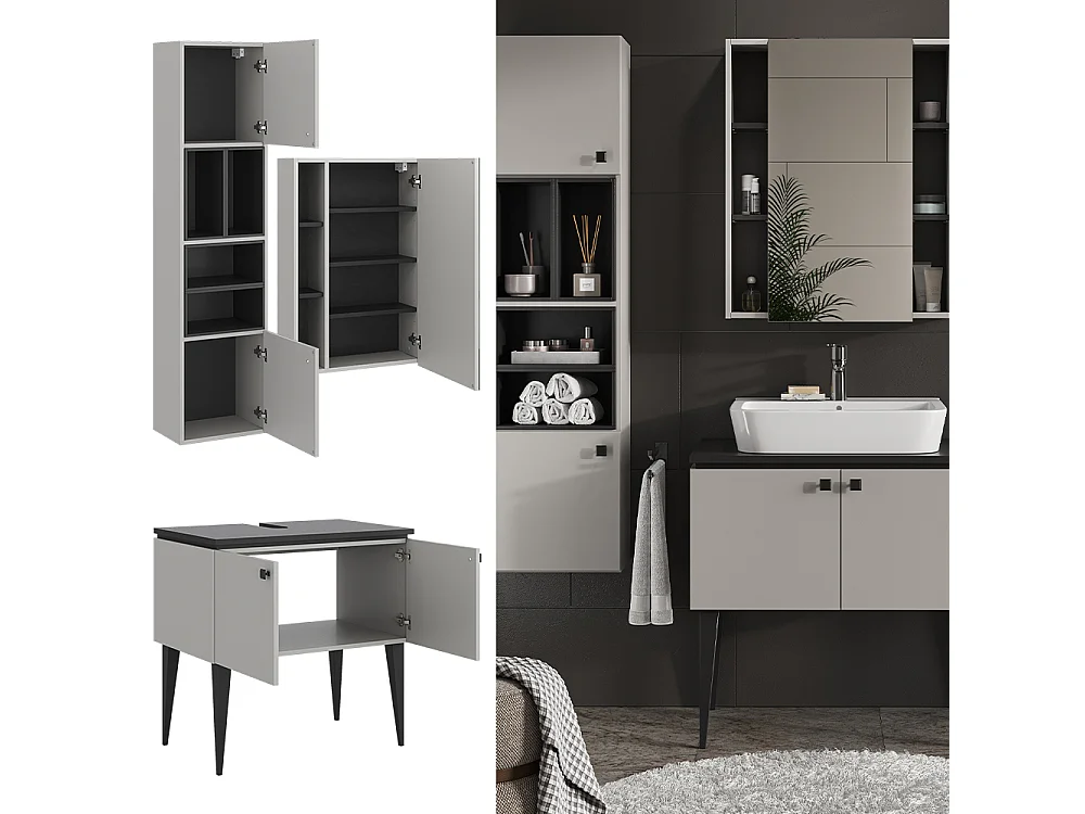 Conjunto de muebles de baño gris 80x50x79 gerta