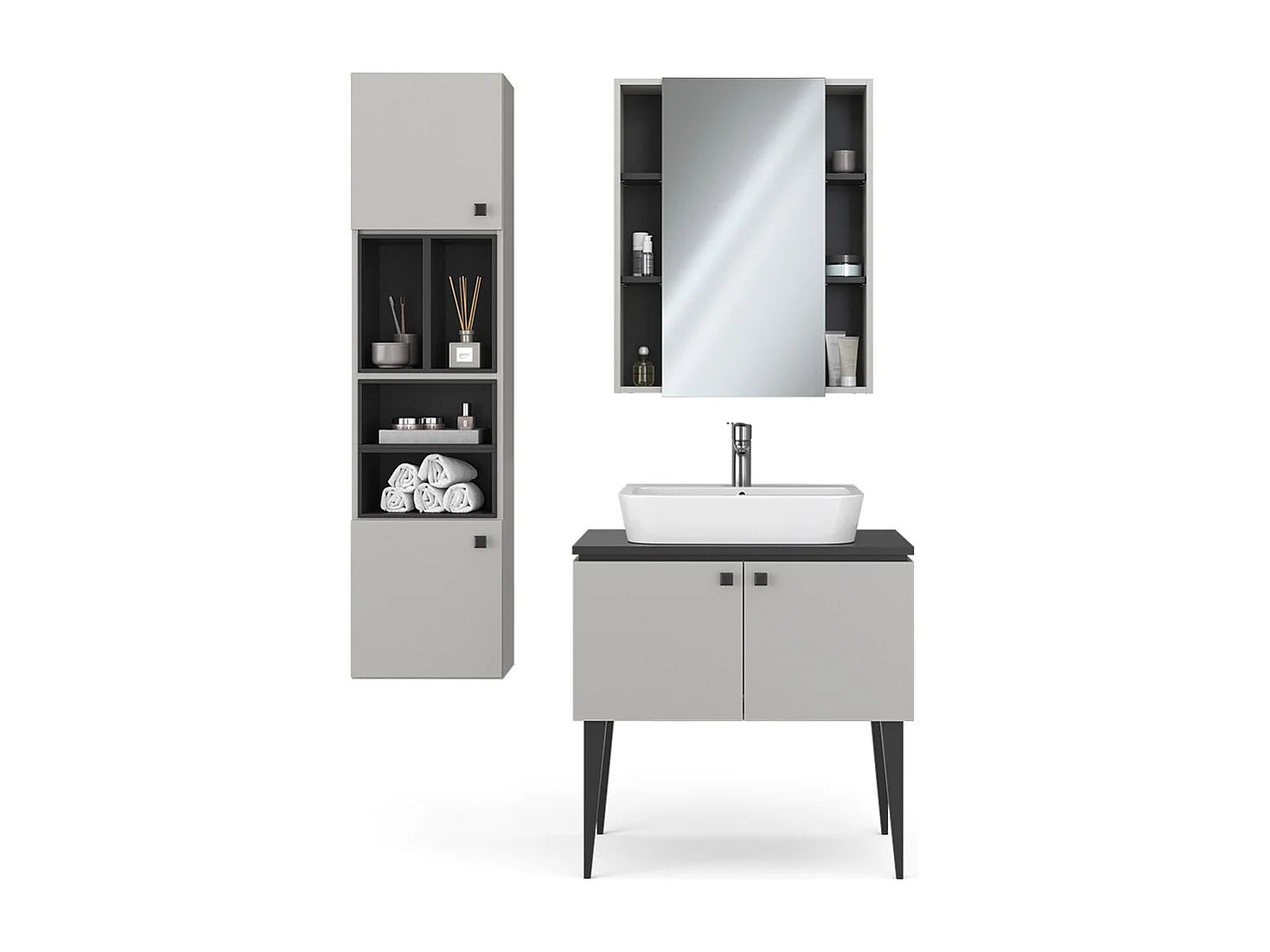Conjunto de muebles de baño gris 80x50x79 gerta