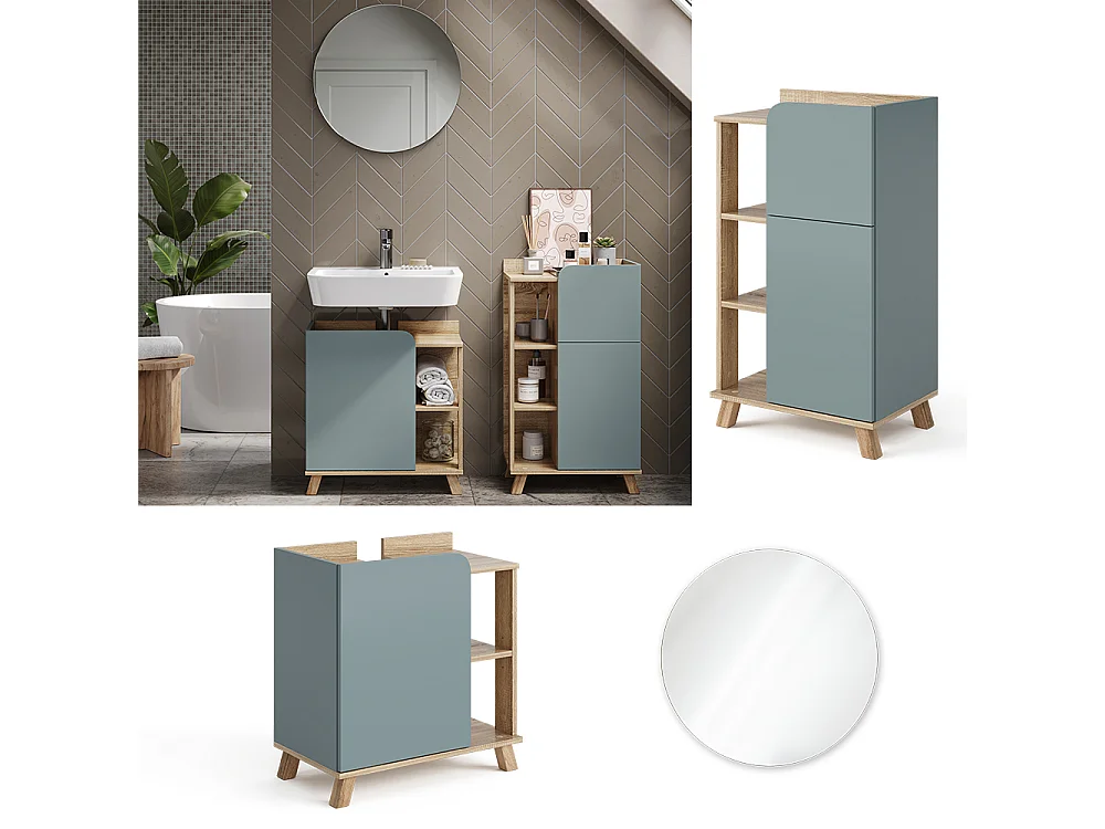 Badkamermeubelset sonoma/blauw 60x35x65 karen