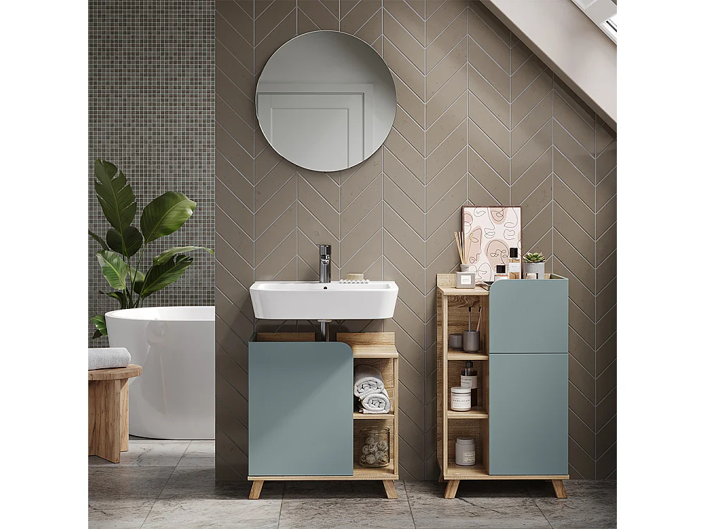 Badkamermeubelset sonoma/blauw 60x35x65 karen