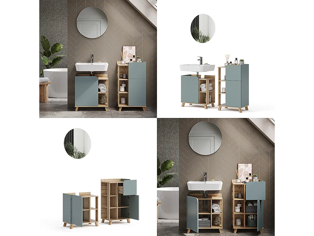 Badkamermeubelset sonoma/blauw 60x35x65 karen