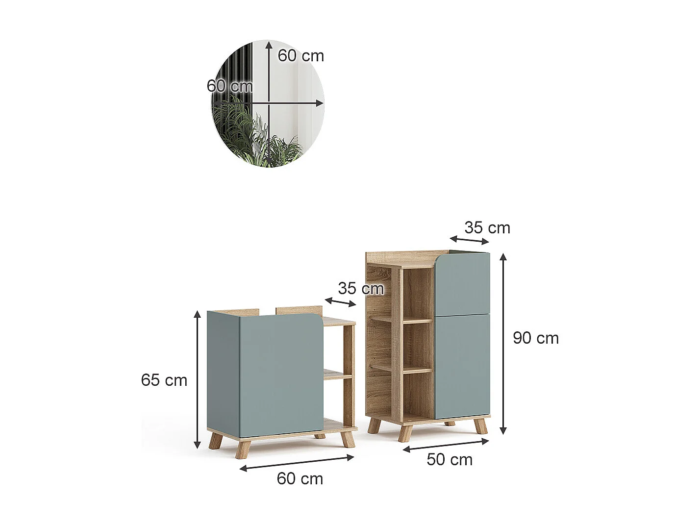 Meubles bain sonoma/bleu 60x35x65 karen