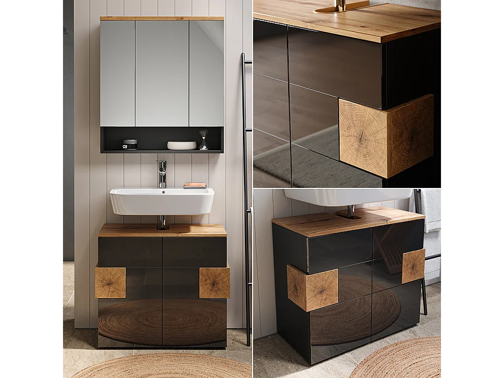Set mobili bagno antracite 73x37x64 eden