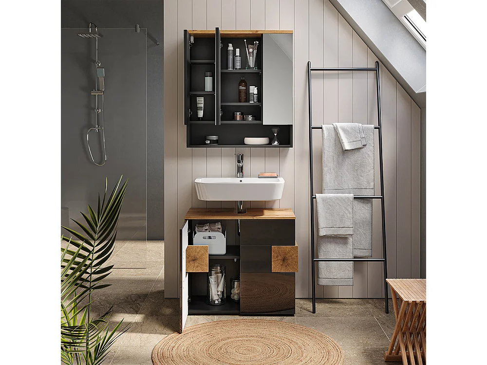 Conjunto de móveis de casa de banho antracite 73x37x64 eden