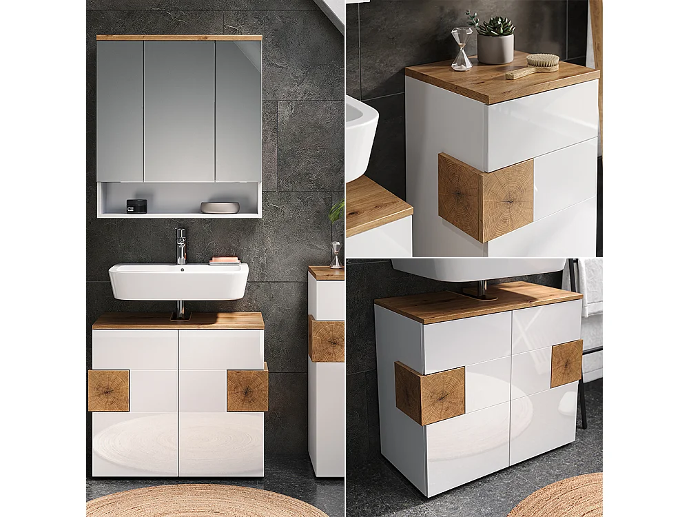 Meubles bain blanc 73x37x64 eden