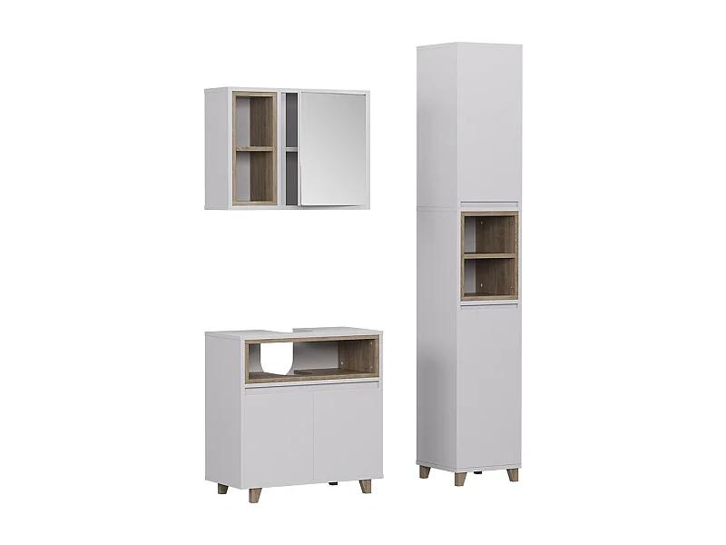Set di mobili da bagno bianco/quercia 60x30x61 elnor