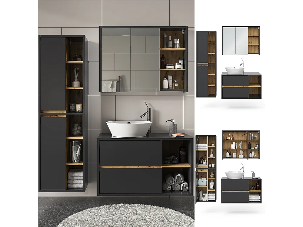 Set di mobili da bagno antracite 60x45x100 viola