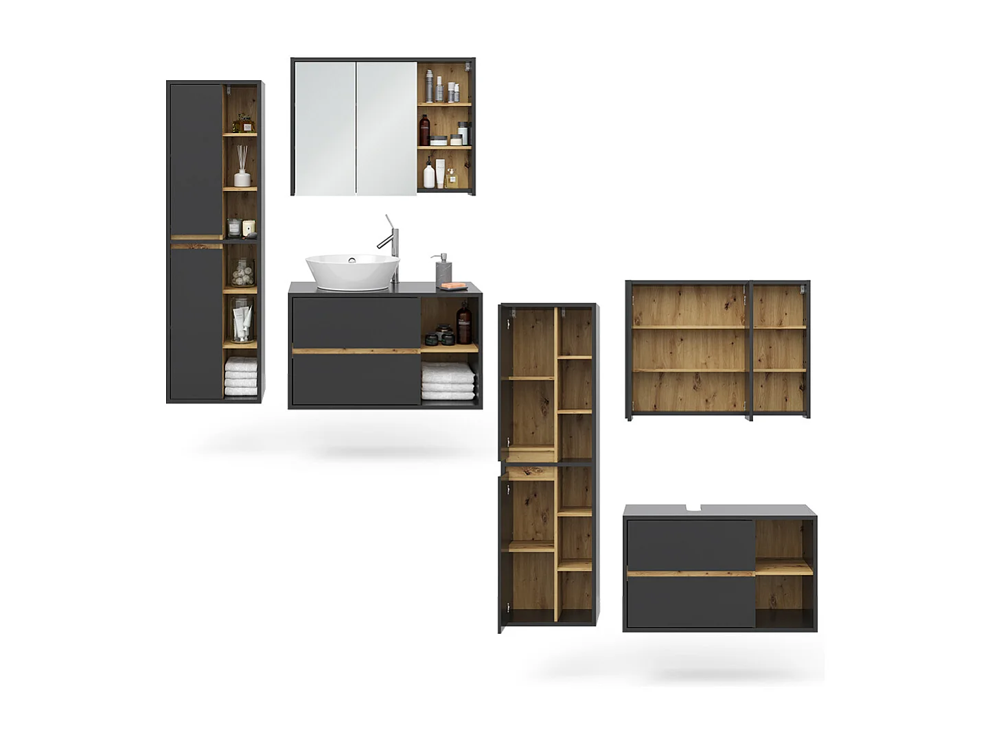 Set di mobili da bagno antracite 60x45x100 viola