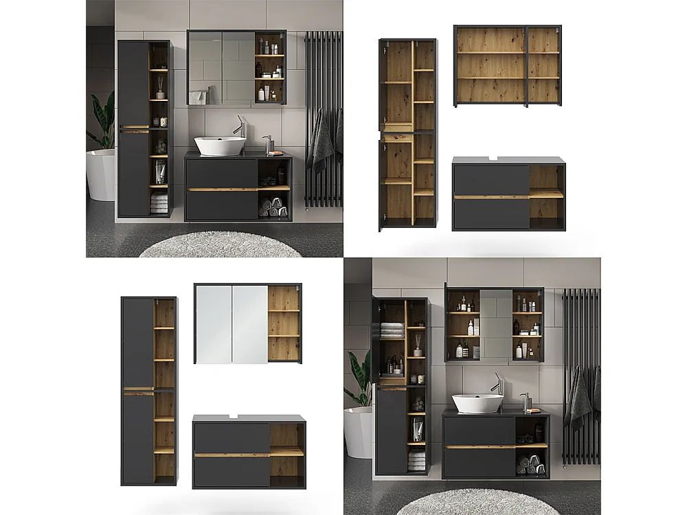 Set di mobili da bagno antracite 60x45x100 viola