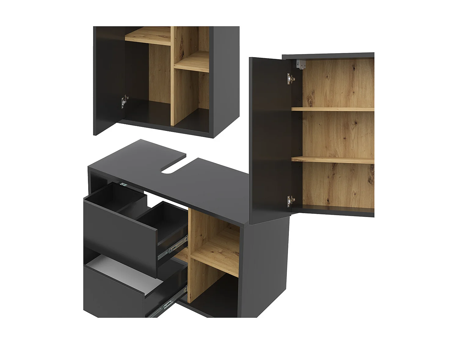 Meubles bain anthracite 60x45x100 viola