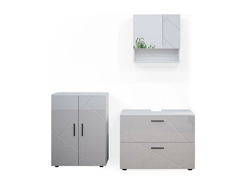 Conjunto de móveis de casa de banho branco alto brilho 80x41x58 irma