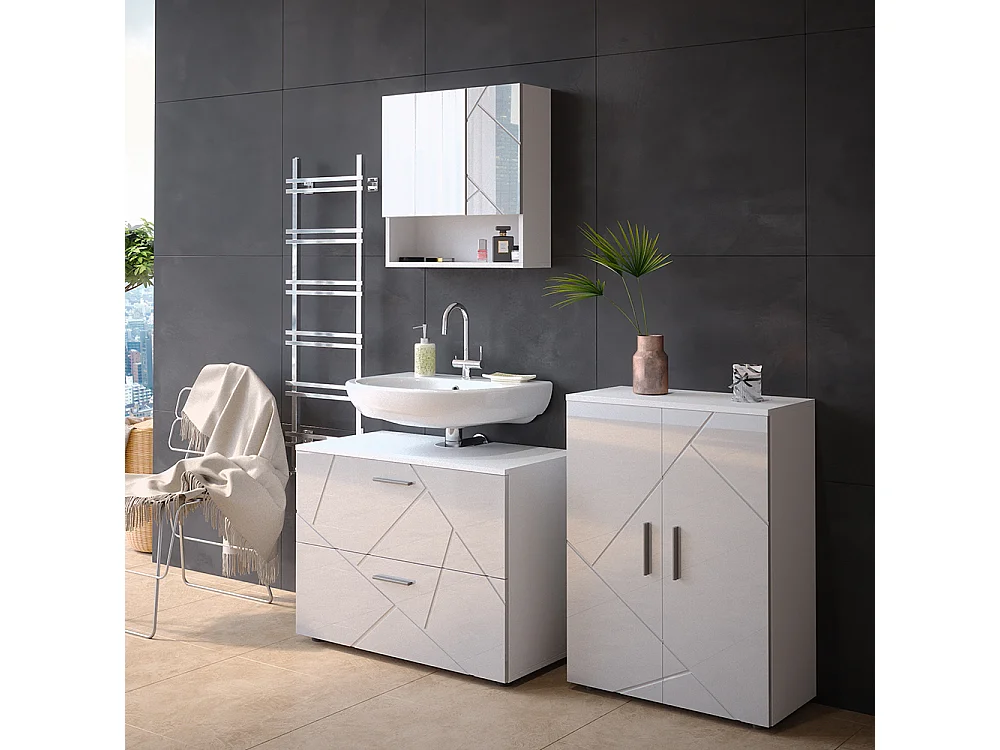 Set mobili bagno bianco lucido 80x41x58 irma