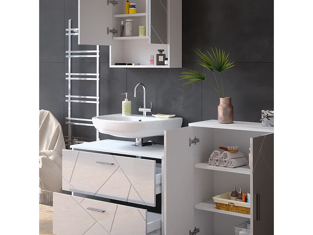 Set mobili bagno bianco lucido 80x41x58 irma