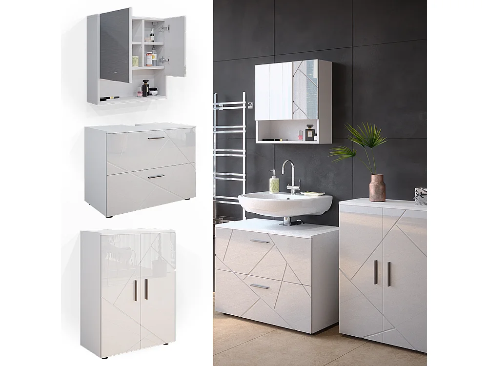 Meubles bain blanc haute brillance 80x41x58 irma