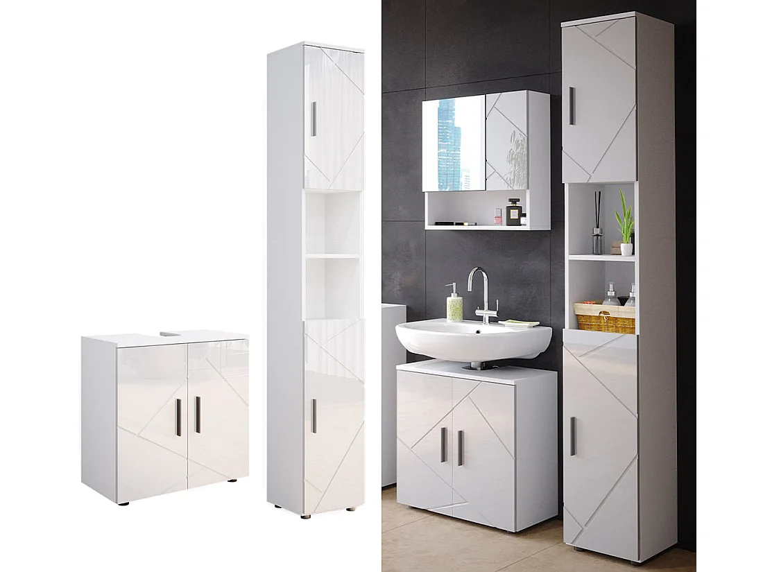Conjunto de muebles de baño blanco alto brillo 30x30x192 irma