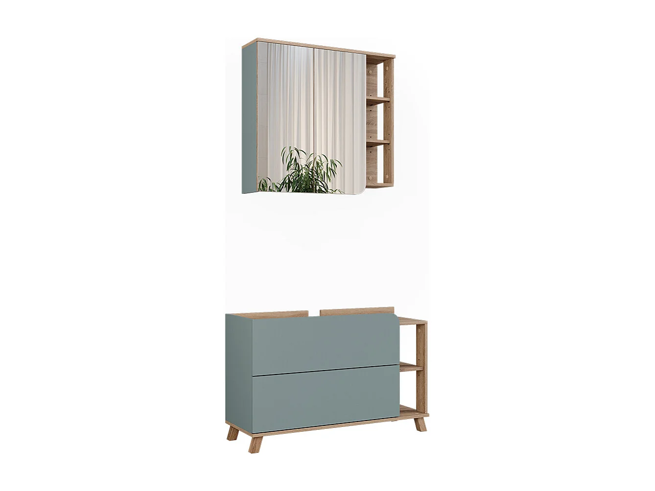 Badkamermeubelset sonoma/blauw 100x35x65 karen