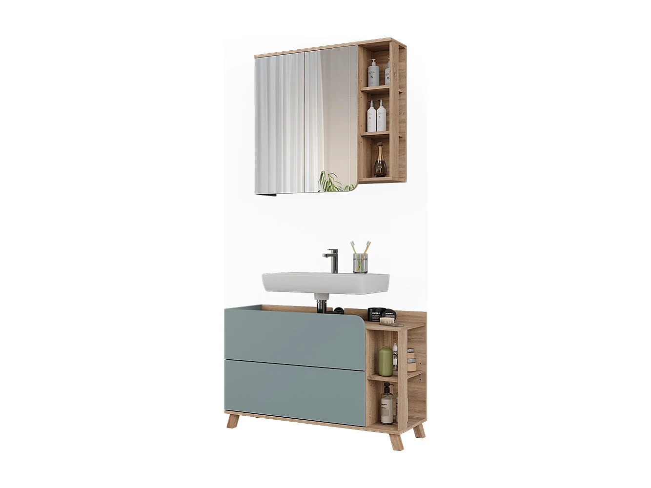 Meubles bain sonoma/bleu 100x35x65 karen