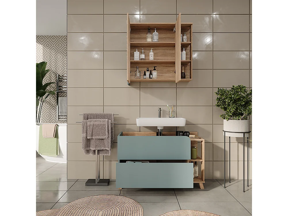 Meubles bain sonoma/bleu 100x35x65 karen