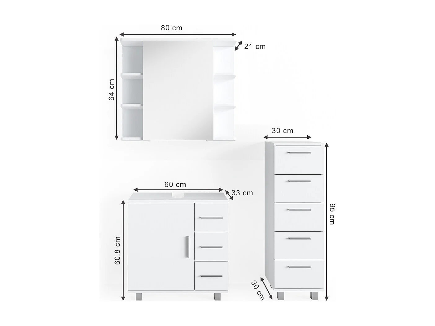 Meubles bain blanc 60x33x60.8 ilias
