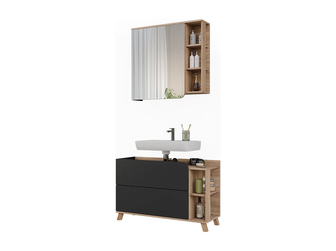Conjunto de muebles de baño sonoma/antracita 100x35x65 karen