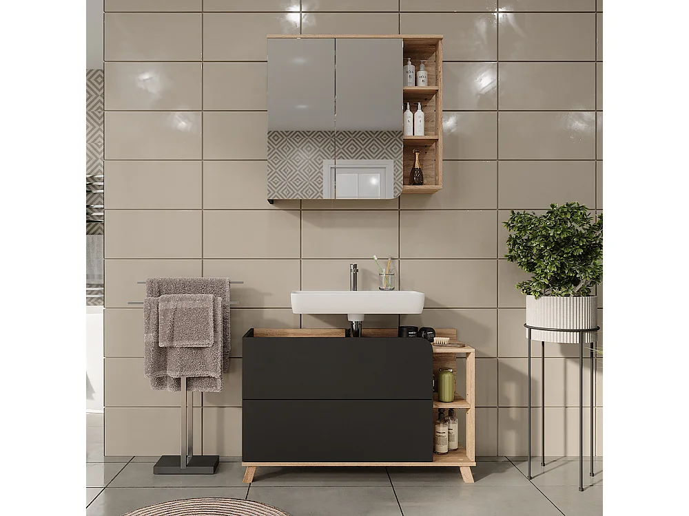 Meubles bain sonoma/anthracite 100x35x65 karen