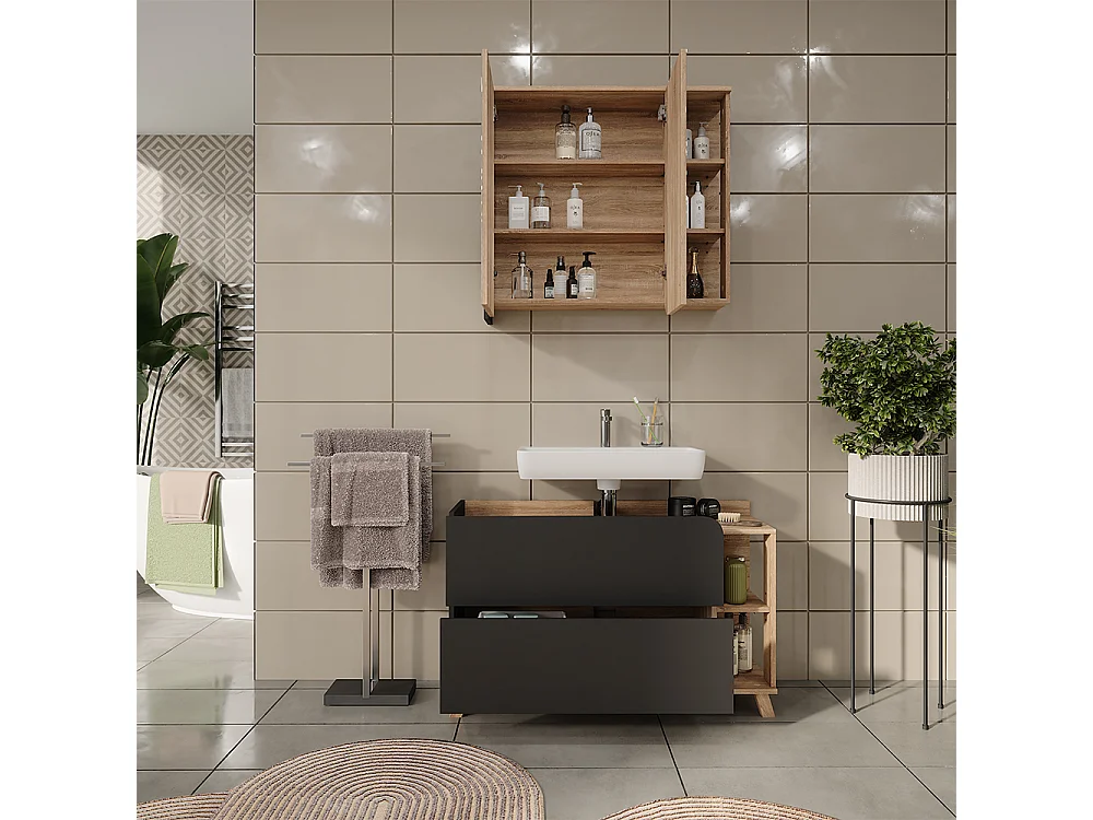 Meubles bain sonoma/anthracite 100x35x65 karen