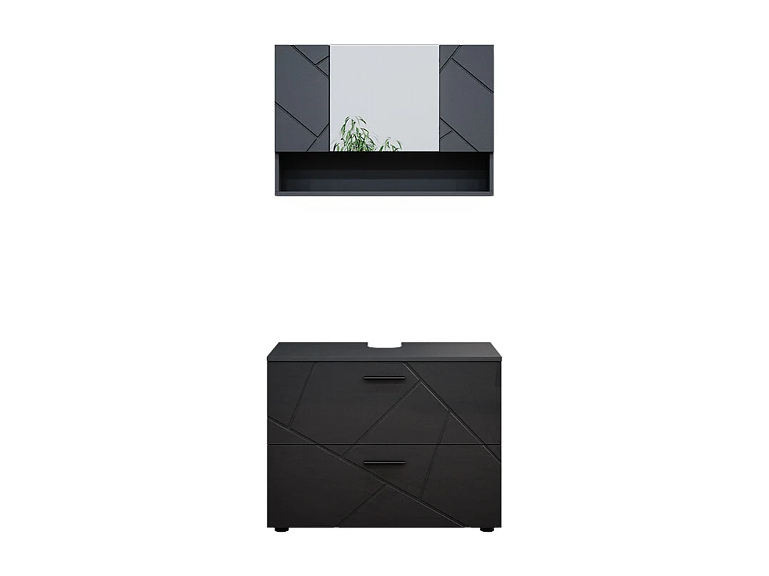 Badmöbel-Set anthrazit hochglanz 80x41x58.6 irma