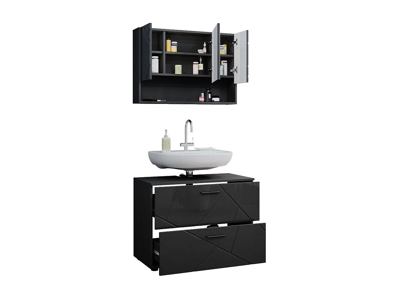 Badmöbel-Set anthrazit hochglanz 80x41x58.6 irma