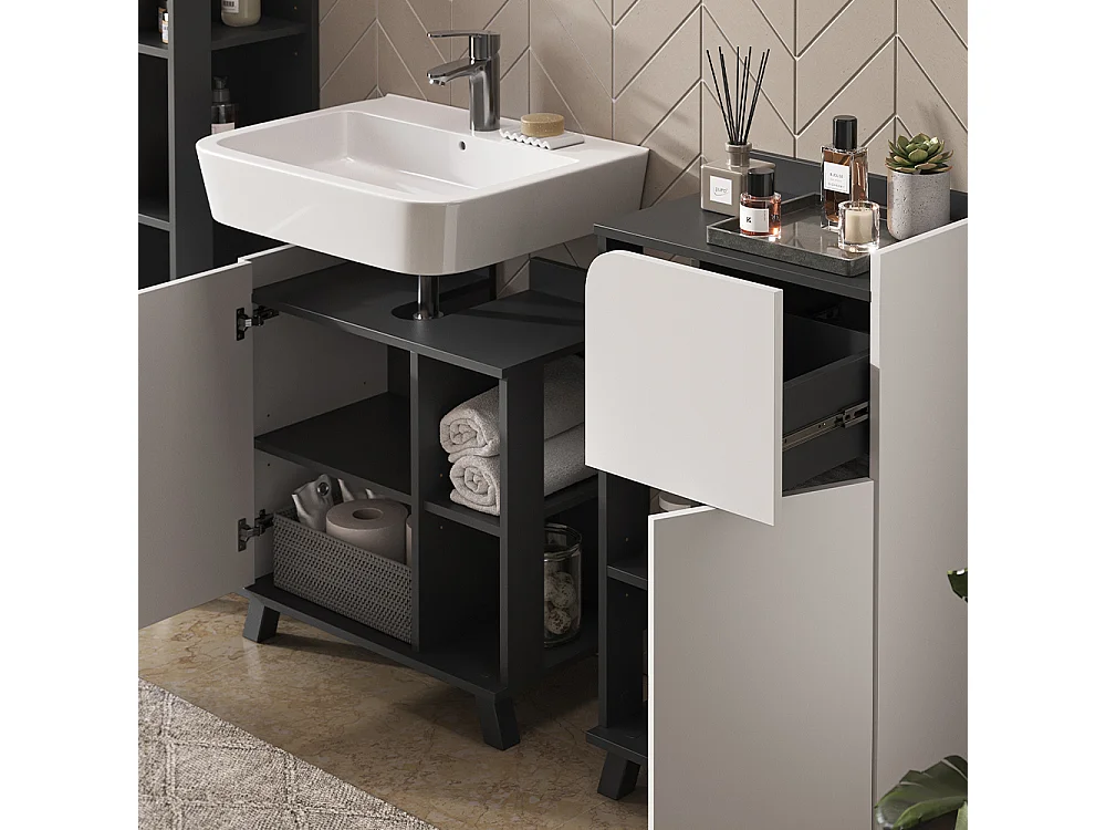 Badmöbel-Set anthrazit/weiß 60x35x65 karen