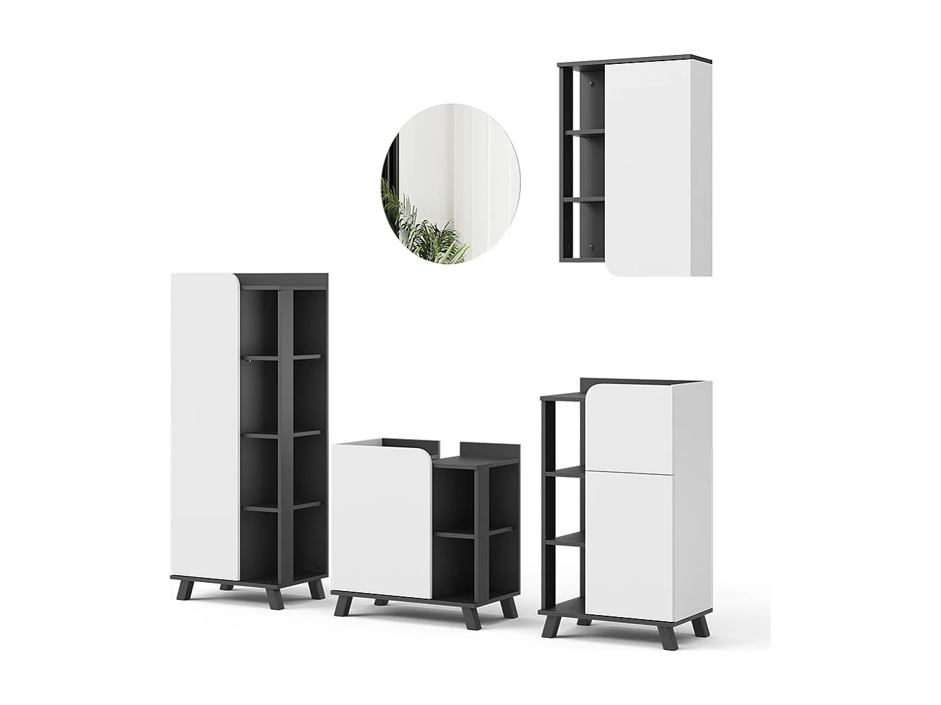 Ensemble de meubles de salle de bains anthracite/blanc 60x35x65 karen