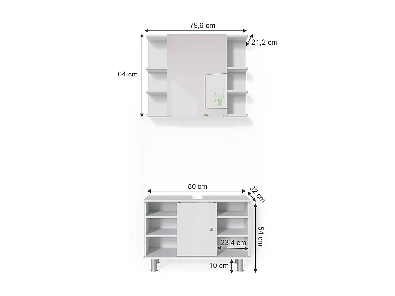 Set mobili bagno bianco 60x32x54 fynn