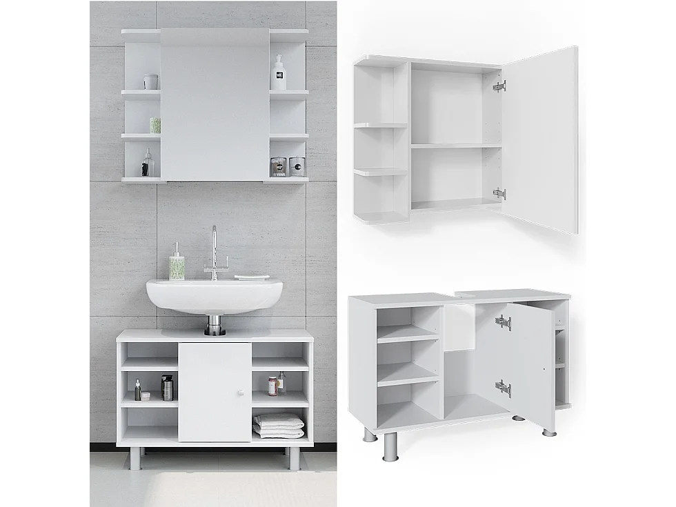 Set mobili bagno bianco 60x32x54 fynn